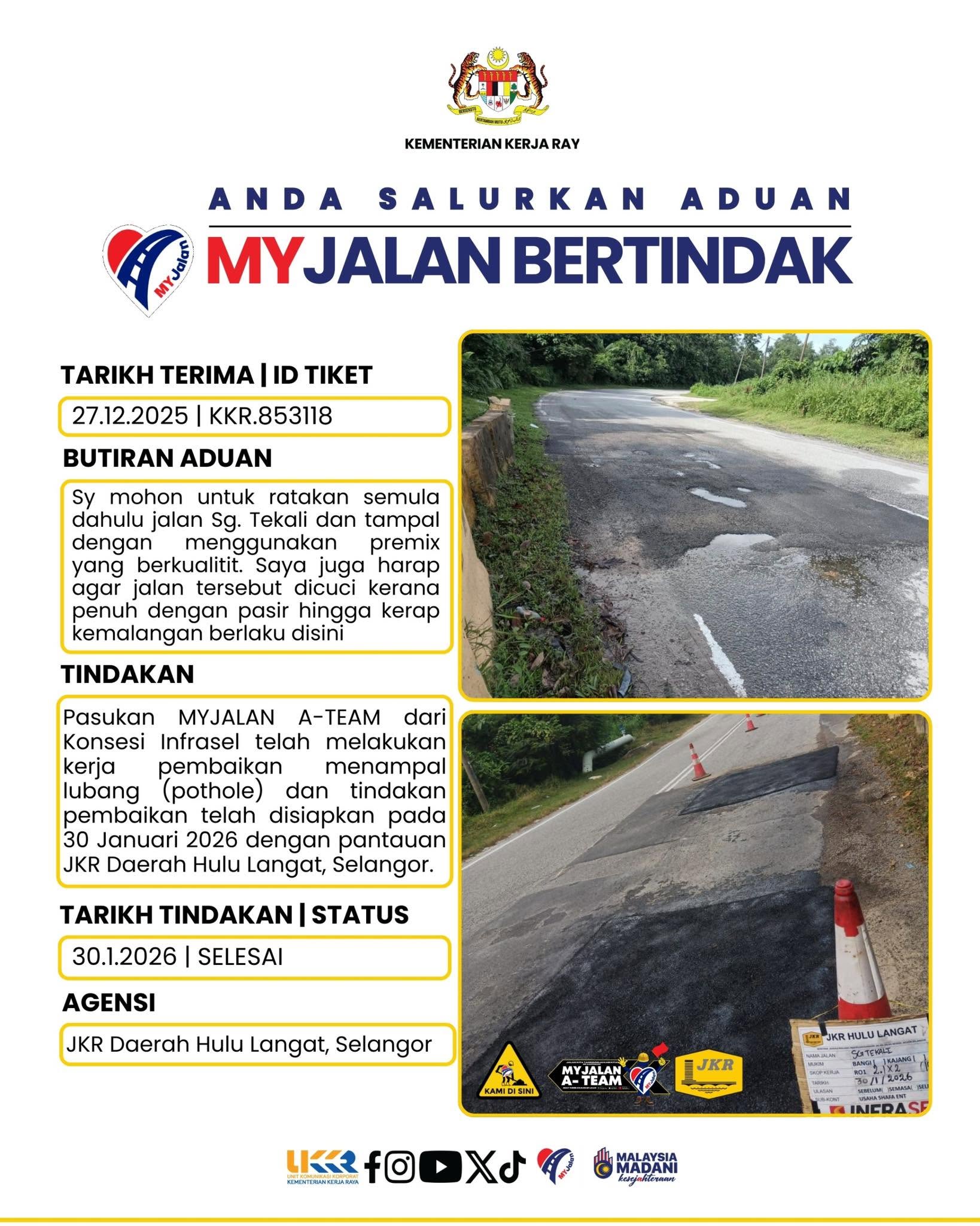 30 Januari 2026 - JKR Daerah Hulu Langat